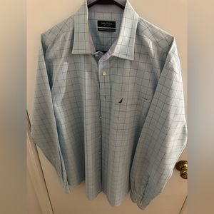 Nautica Dress Shirt, in Aqua Blue, 16 1/2 neck with a 34/35 arm length.